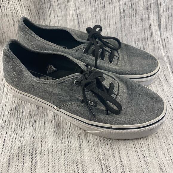 Vans Classic Gray Lace Up Canvas Low Rise‎ Skater Sneakers Women's Size 7 - Picture 1 of 8